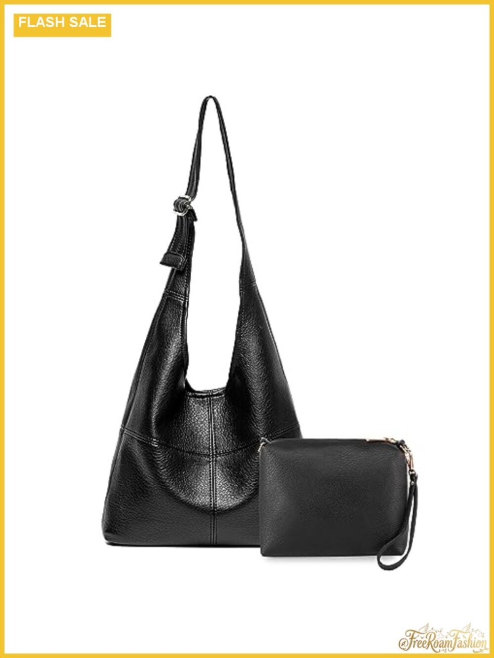 Vegan Leather Hobo Purse with Matching Wristlet Bag Set